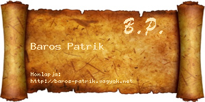 Baros Patrik névjegykártya